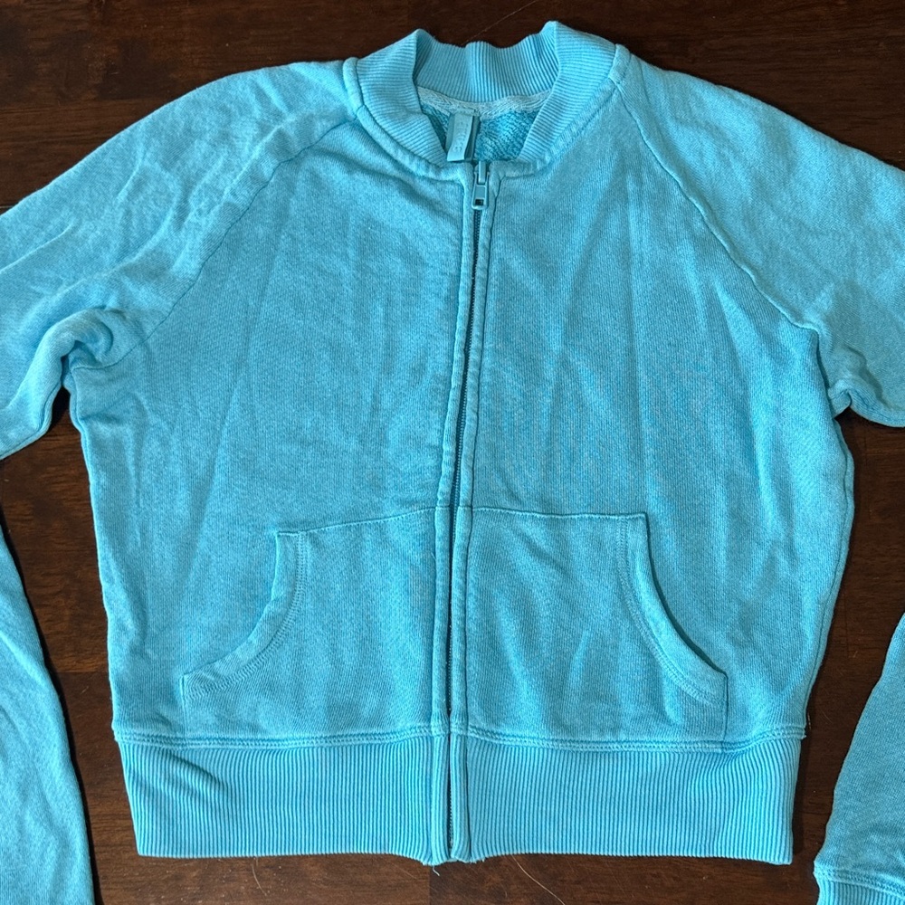 SKIMS French Terry Modal Zip Up light weight sweatshirt Cyan XS - Never Worn